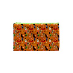 Halloween Treats Pattern Orange Cosmetic Bag (xs)
