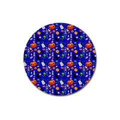 Halloween Treats Pattern Blue Magnet 3  (round)