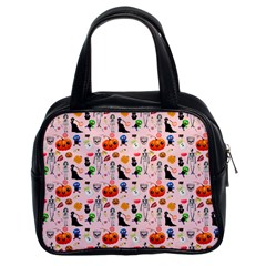 Halloween Treats Pattern Pink Classic Handbag (two Sides)