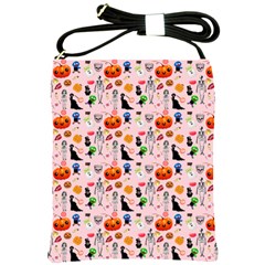 Halloween Treats Pattern Pink Shoulder Sling Bag by snowwhitegirl