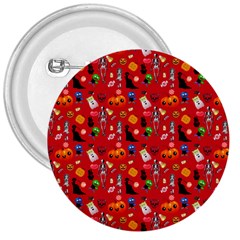 Halloween Treats Pattern Red 3  Buttons