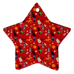 Halloween Treats Pattern Red Ornament (Star)