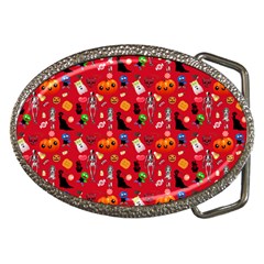 Halloween Treats Pattern Red Belt Buckles