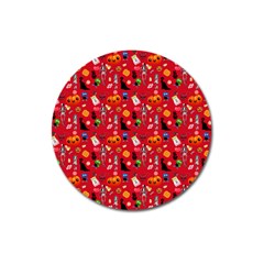 Halloween Treats Pattern Red Magnet 3  (Round)