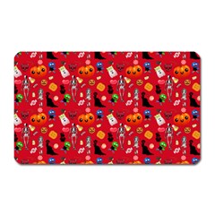 Halloween Treats Pattern Red Magnet (Rectangular)