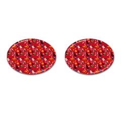 Halloween Treats Pattern Red Cufflinks (Oval)