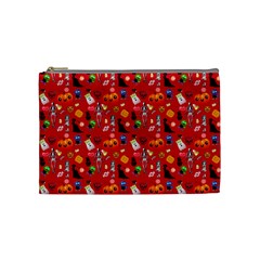 Halloween Treats Pattern Red Cosmetic Bag (Medium)