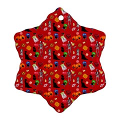 Halloween Treats Pattern Red Ornament (Snowflake)