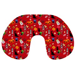 Halloween Treats Pattern Red Travel Neck Pillows