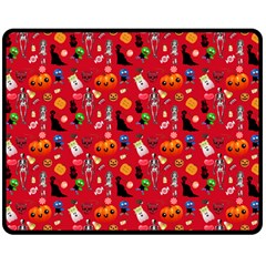 Halloween Treats Pattern Red Double Sided Fleece Blanket (Medium) 