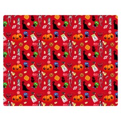 Halloween Treats Pattern Red Double Sided Flano Blanket (Medium) 