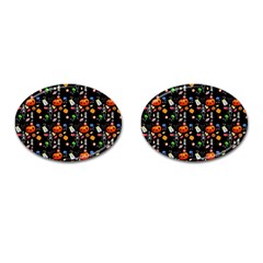 Halloween Treats Pattern Black Cufflinks (oval) by snowwhitegirl