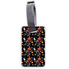 Halloween Treats Pattern Black Luggage Tags (one Side) 