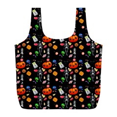 Halloween Treats Pattern Black Full Print Recycle Bag (l) by snowwhitegirl