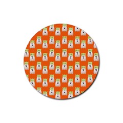 Ghost Pet Orange Rubber Coaster (round) 
