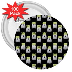 Ghost Pet Black 3  Buttons (100 Pack) 