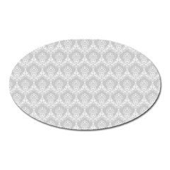 Damask Grey Oval Magnet