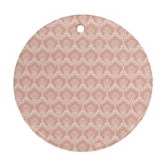 Damask Peach Round Ornament (two Sides) by snowwhitegirl