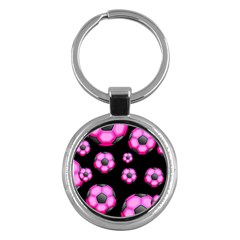 Wallpaper Ball Pattern Pink Key Chains (round) 