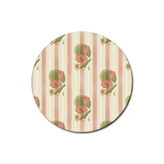 Lotus Flower Waterlily Wallpaper Rubber Coaster (round)  by Mariart