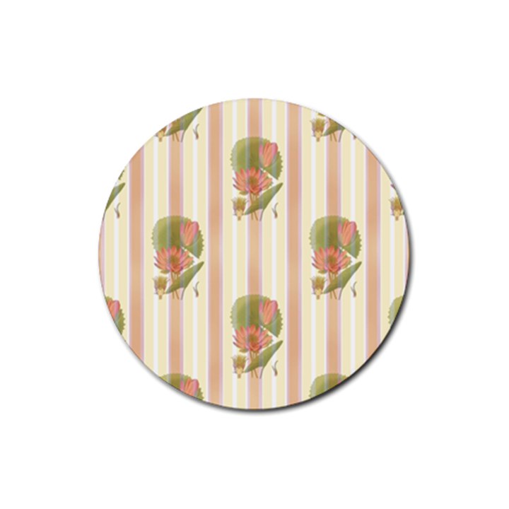 Lotus Flower Waterlily Wallpaper Rubber Round Coaster (4 pack) 
