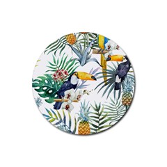 Tropical birds Rubber Coaster (Round) 