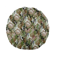 Romantic Beige Flowers Standard 15  Premium Flano Round Cushions by retrotoomoderndesigns