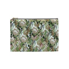 Romantic Beige Flowers Cosmetic Bag (medium) by retrotoomoderndesigns