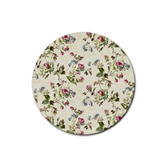 Vintage Roses Rubber Coaster (round)  by retrotoomoderndesigns