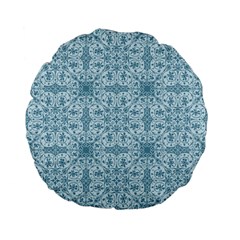 Ornamental Blue Standard 15  Premium Flano Round Cushions by snowwhitegirl