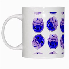 Kawaii Blueberry Jam Jar Pattern White Mugs by snowwhitegirl