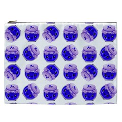 Kawaii Blueberry Jam Jar Pattern Cosmetic Bag (xxl) by snowwhitegirl