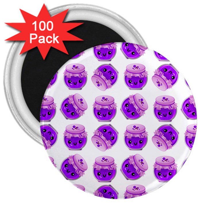 Kawaii Grape Jam Jar Pattern 3  Magnets (100 pack)