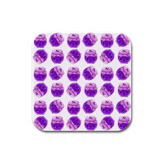Kawaii Grape Jam Jar Pattern Rubber Square Coaster (4 Pack)  by snowwhitegirl