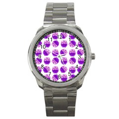 Kawaii Grape Jam Jar Pattern Sport Metal Watch