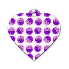 Kawaii Grape Jam Jar Pattern Dog Tag Heart (two Sides) by snowwhitegirl