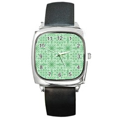 Ornamental Green Square Metal Watch