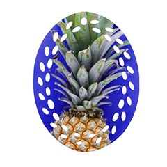 Pineapple Blue Oval Filigree Ornament (two Sides)