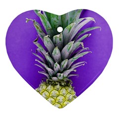 Pineapple Purple Heart Ornament (two Sides) by snowwhitegirl
