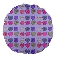 Valentine Hearts Lilac Large 18  Premium Flano Round Cushions by snowwhitegirl