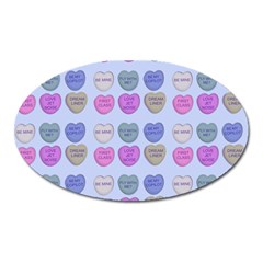 Valentine Hearts Blue Oval Magnet