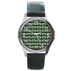 Green Cassette Round Metal Watch