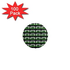 Green Cassette 1  Mini Magnets (100 pack) 