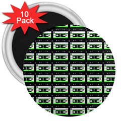 Green Cassette 3  Magnets (10 pack) 