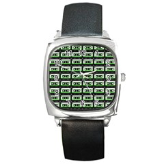 Green Cassette Square Metal Watch