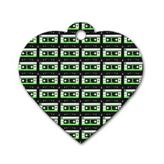 Green Cassette Dog Tag Heart (Two Sides)
