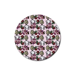 Victorian Girl Pink Rubber Coaster (round) 