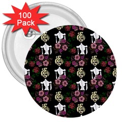 Victorian Girl Black 3  Buttons (100 Pack) 