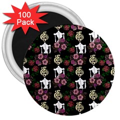 Victorian Girl Black 3  Magnets (100 Pack)