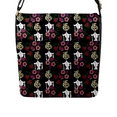 Victorian Girl Black Flap Closure Messenger Bag (l) by snowwhitegirl